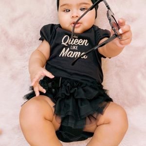 Black tutu with words “Queen like Mama” on ig
